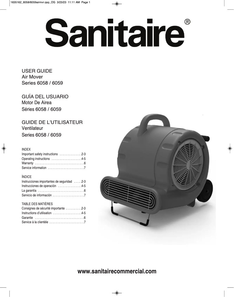 Image de la première page du manuel de l'appareil Dry Time SC6058A