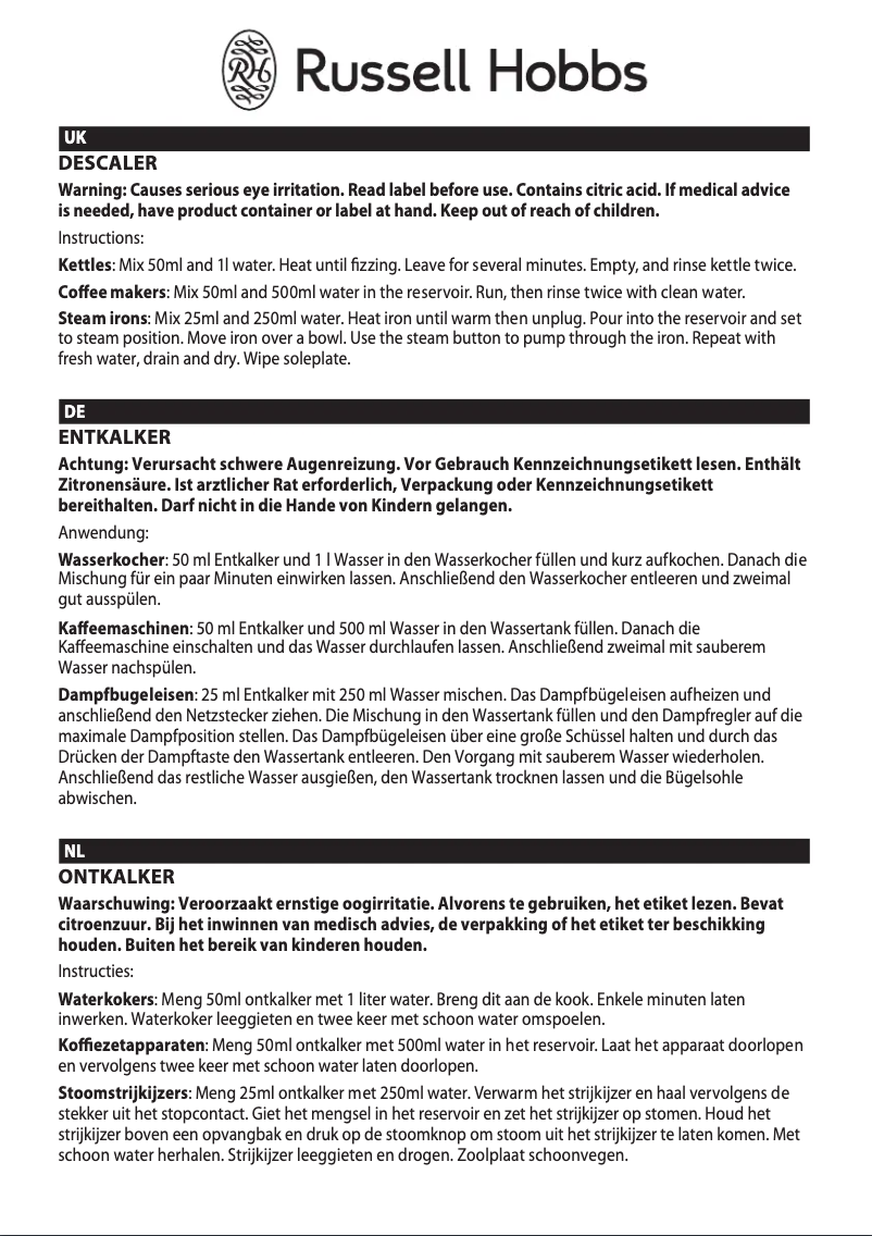 Página 1 del manual Manual de usuario Russell Hobbs 21220