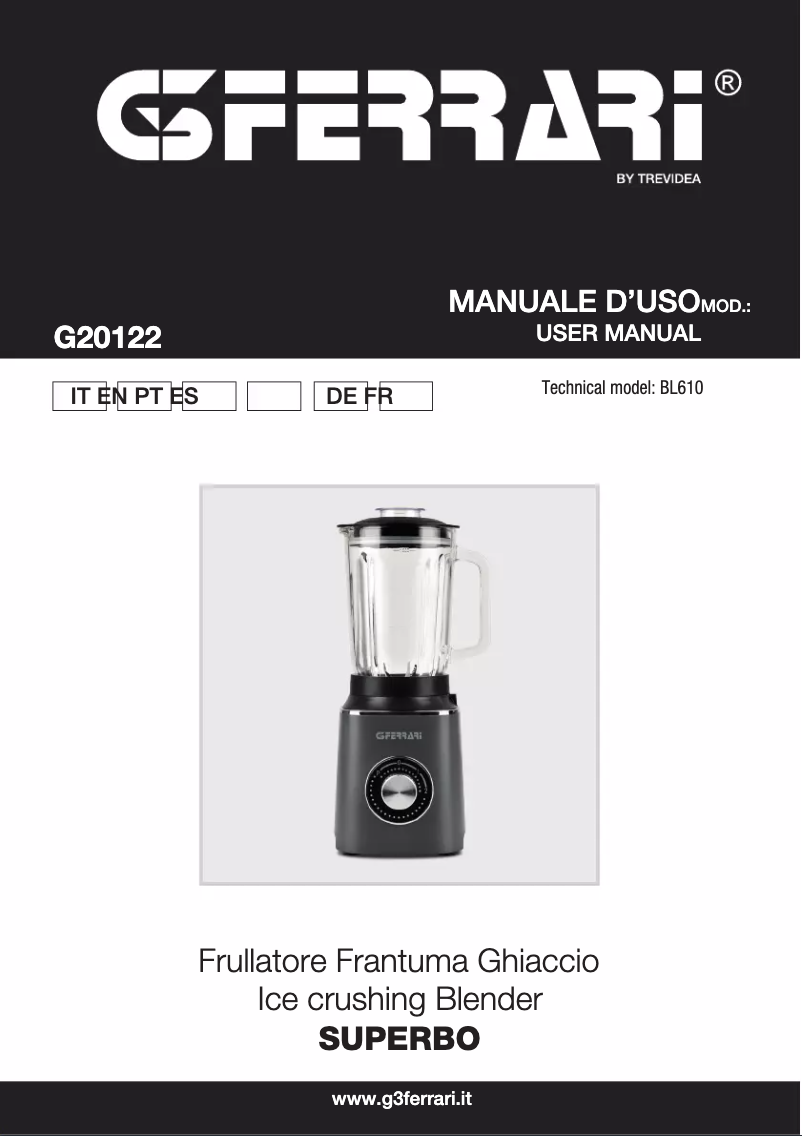 Page 1 de la notice Manuel utilisateur G3 Ferrari Superbo G20122