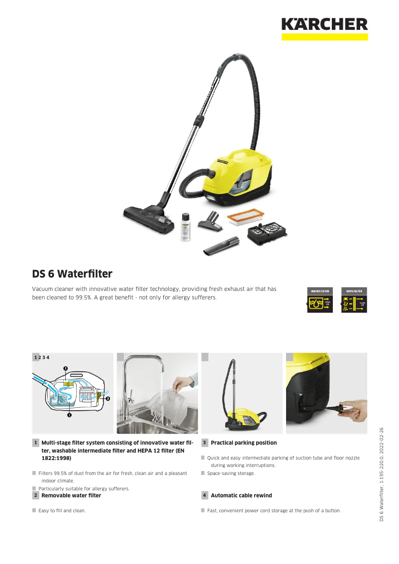 Page n°1 - Manuel utilisateur Kärcher DS 6 Waterfilter