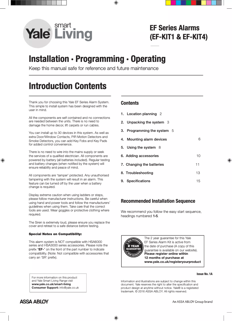 Página 1 del manual Manual de usuario Yale Easy Fit Kit 4