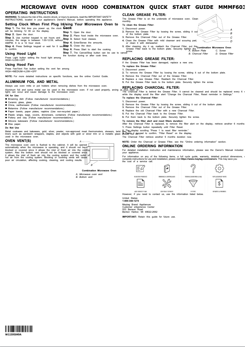 Page n°1 - Guide de démarrage rapide Maytag MMMF6030PB