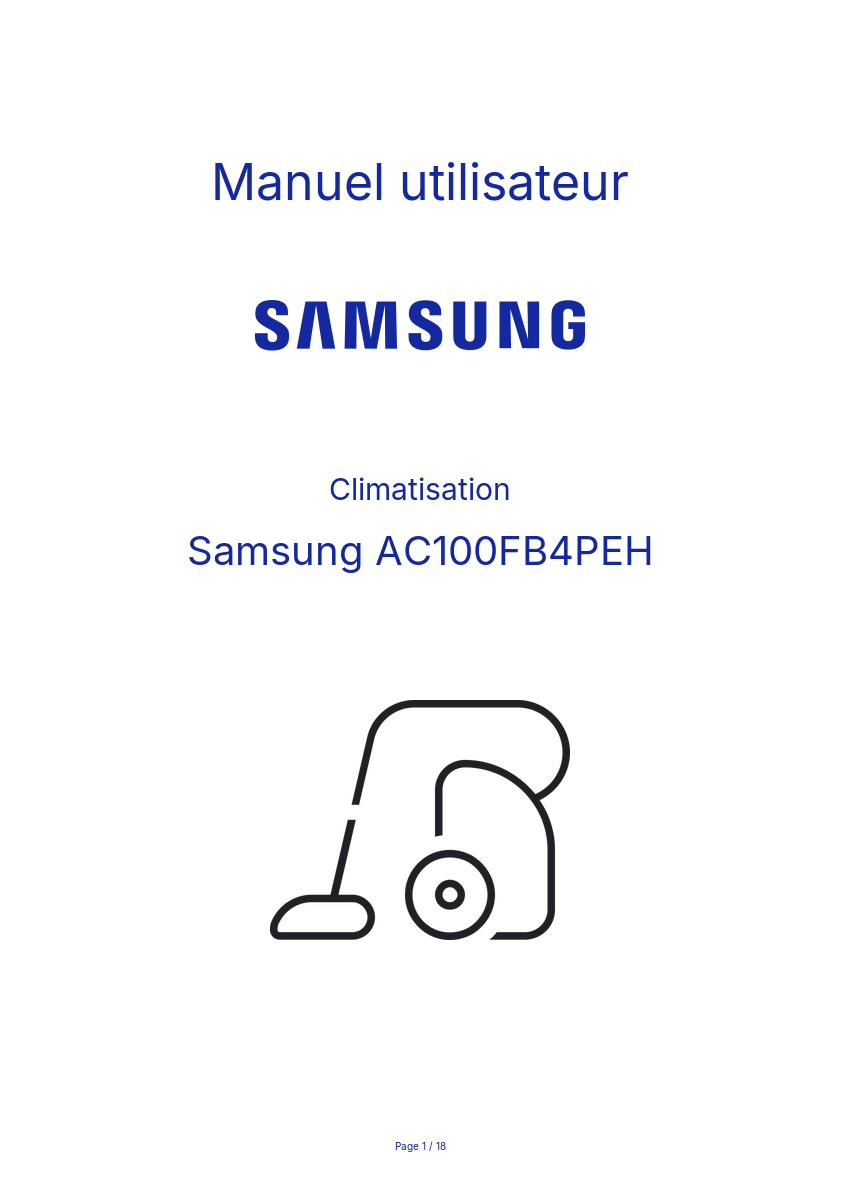 Image de la première page du manuel de l'appareil AC100FB4PEH