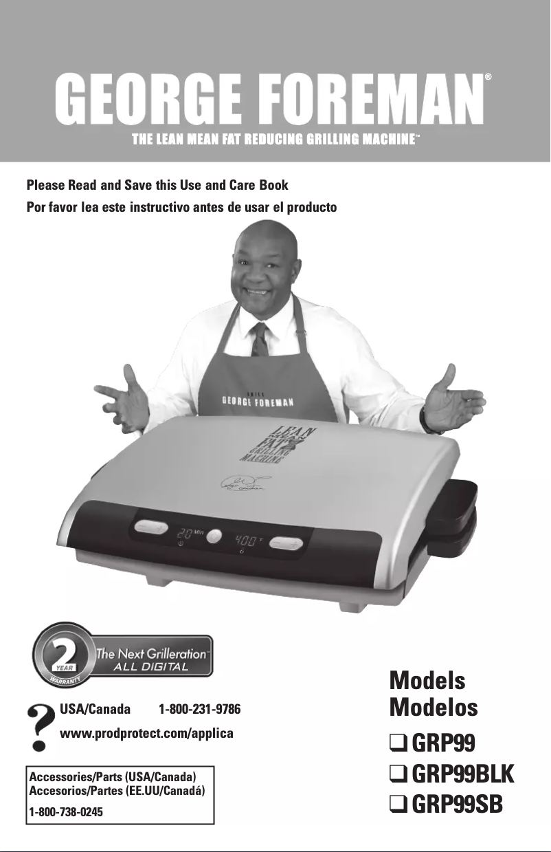 Page n°1 - Manuel utilisateur George Foreman GRP99BLK