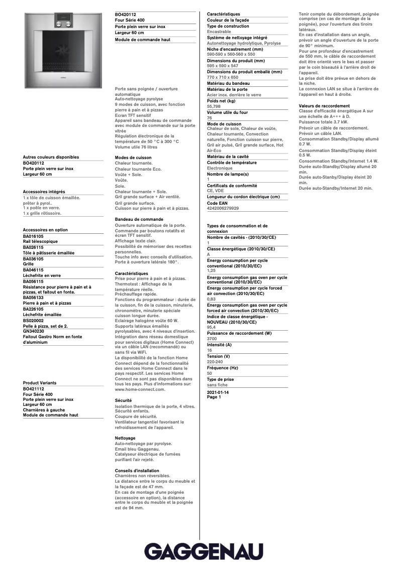 Image de la première page du manuel de l'appareil BO420112