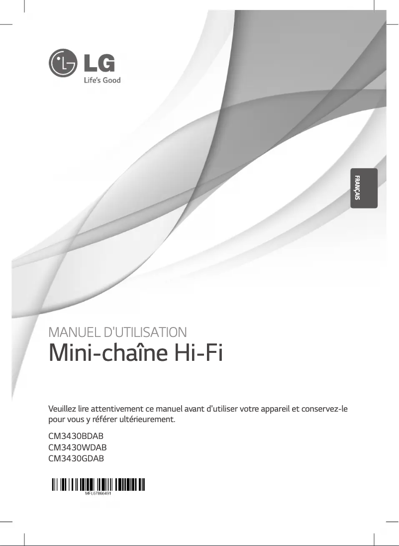 Page 1 de la notice Manuel utilisateur LG CM3430BDAB
