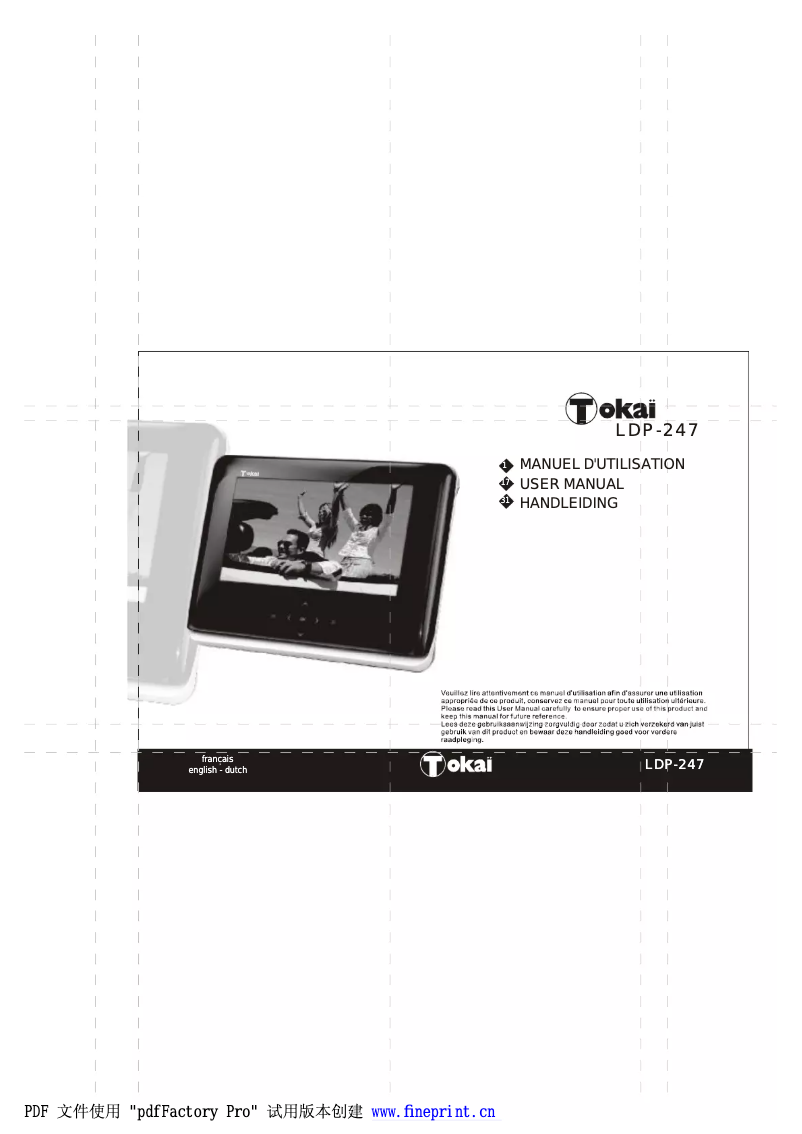 Page 1 de la notice Manuel utilisateur Tokaï LDP-247