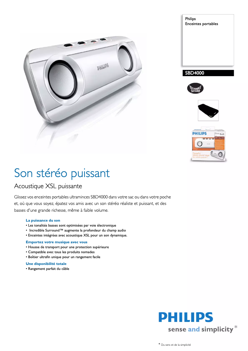 Page n°1 - Fiche technique Philips SBD4000