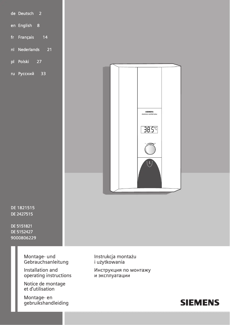 Image de la première page du manuel de l'appareil DE2427515