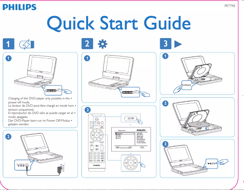 Página 1 del manual Guía de inicio rápido Philips PET745