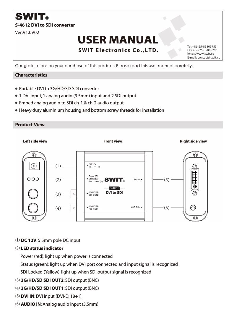 Imagen de la primera página del manual del dispositivo S-4612