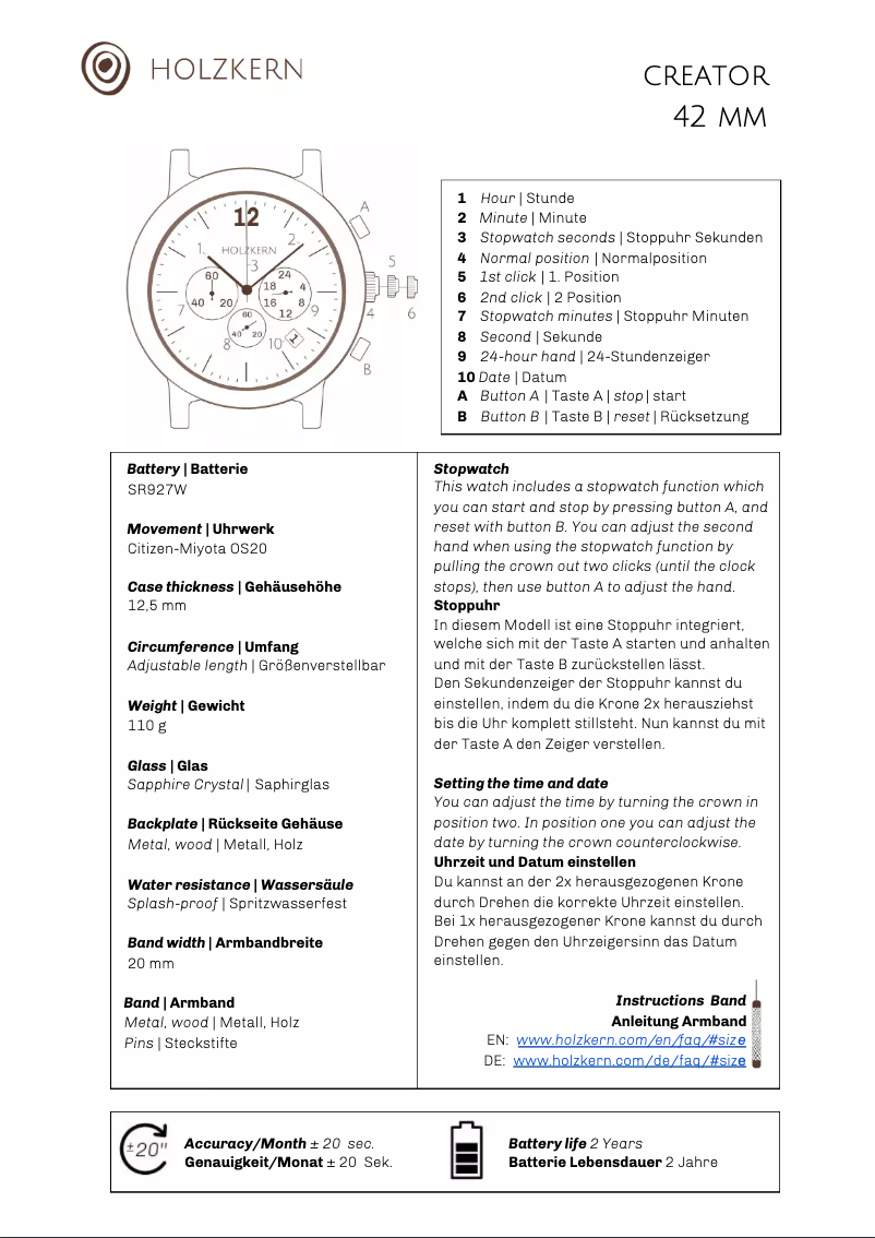 Page 1 de la notice Manuel utilisateur Holzkern Salvatore