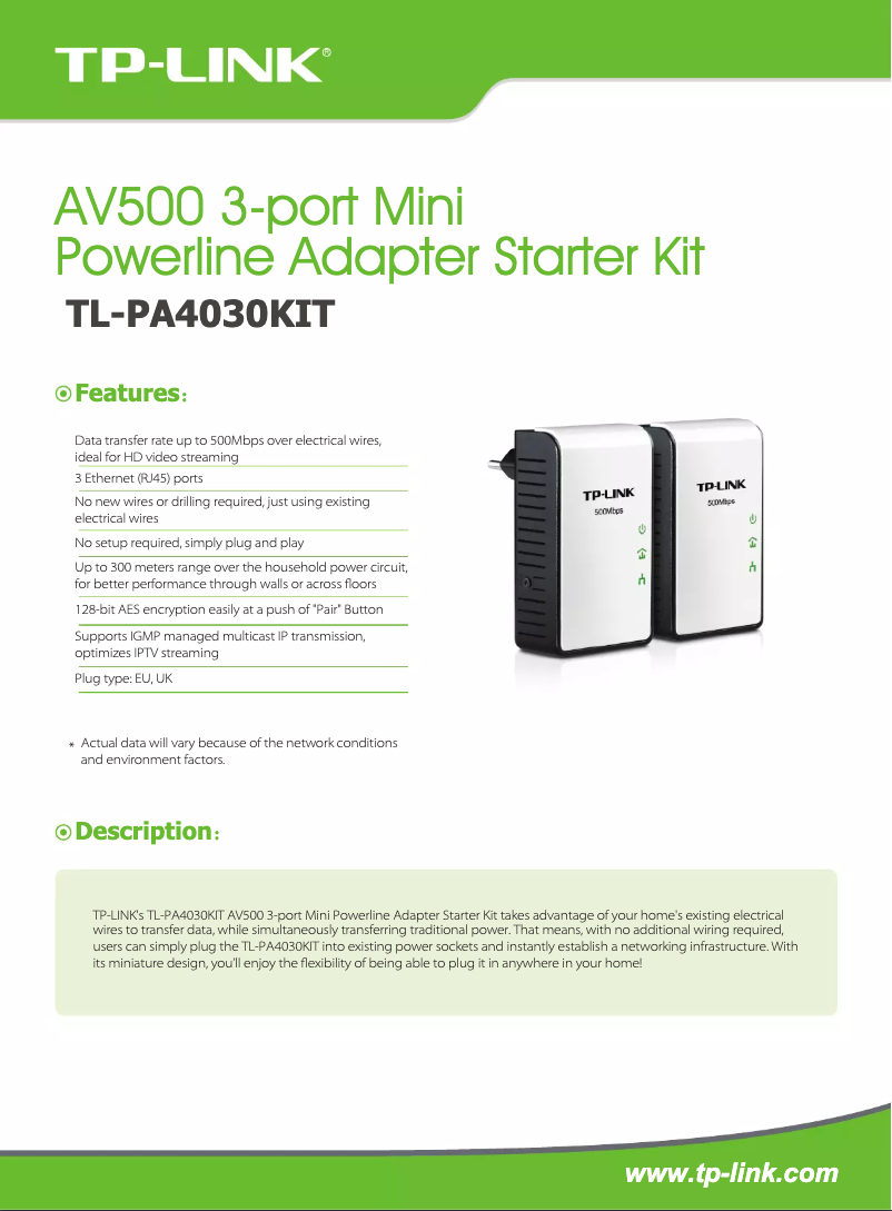 Page n°1 - Fiche technique TP-Link TL-PA4030KIT