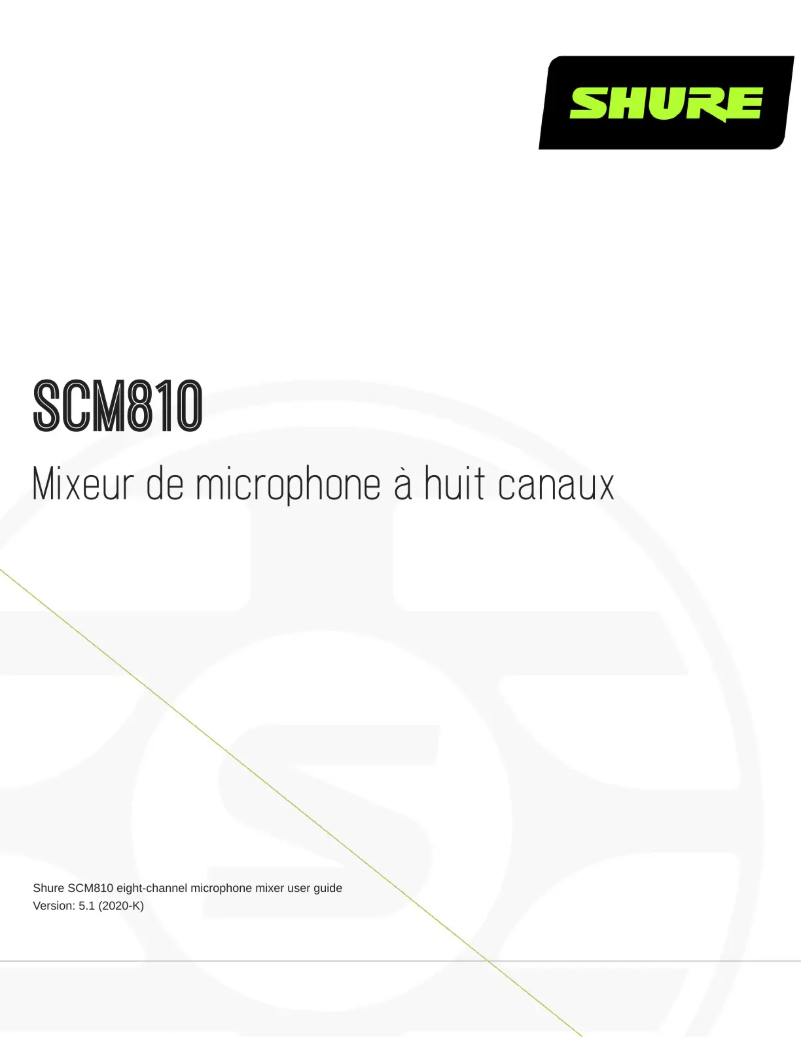 Page 1 de la notice Manuel utilisateur Shure SCM810
