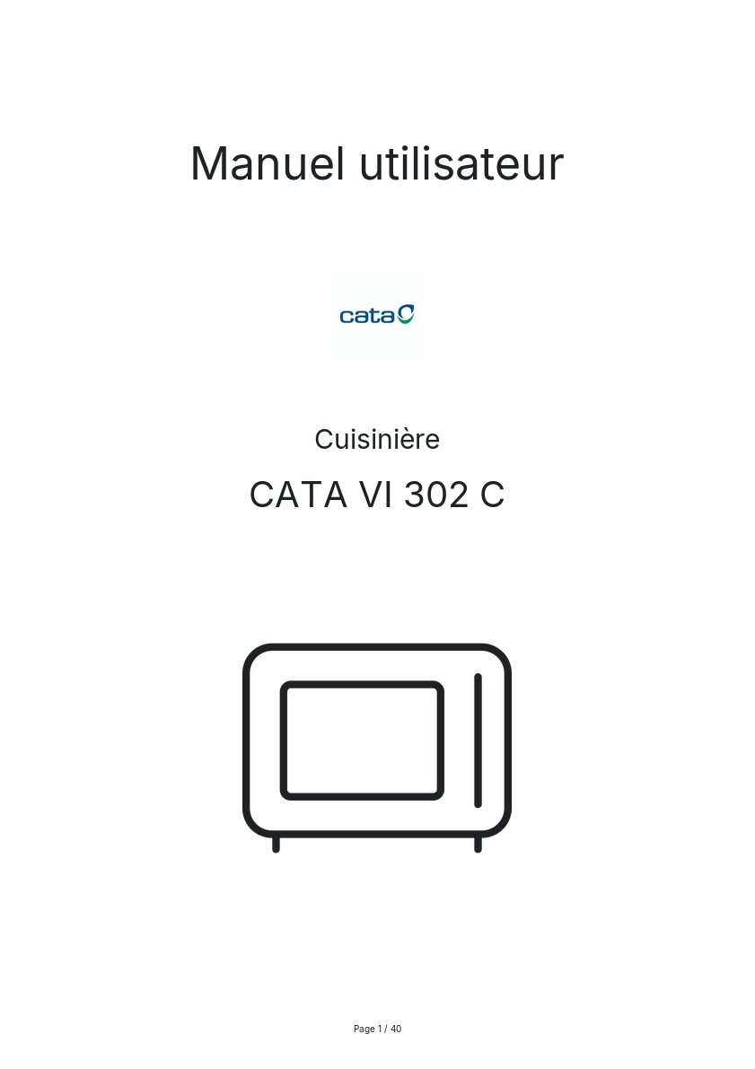 Page n°1 - Manuel utilisateur CATA VI 302 C