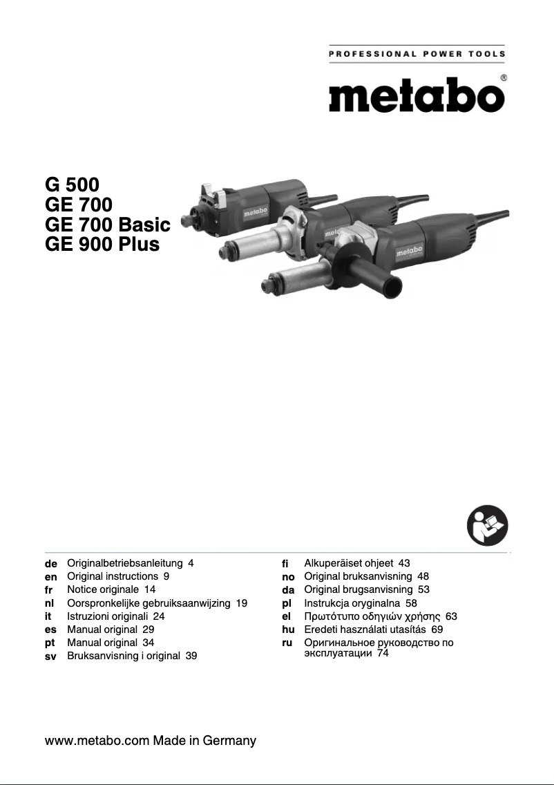 Page 1 of the manual User Manual Metabo GE 700 Basic