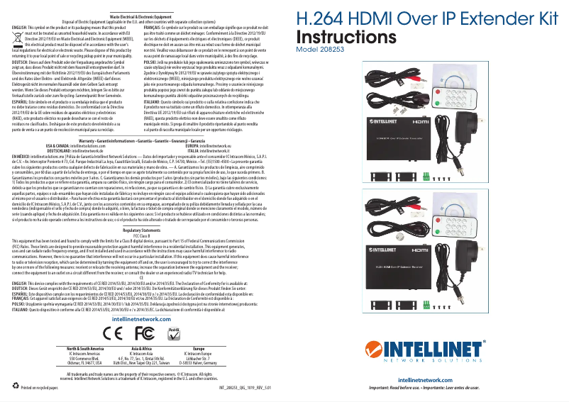 Imagen de la primera página del manual del dispositivo 208253