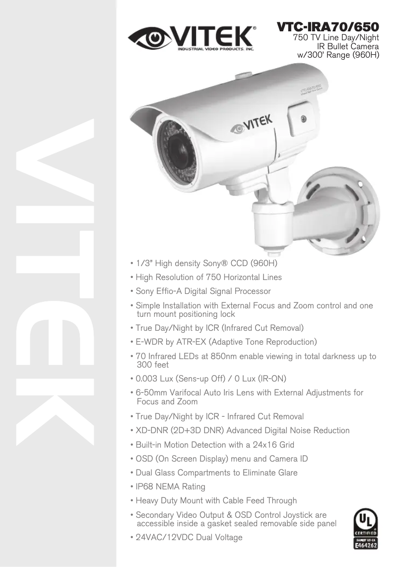 Page 1 de la notice Manuel utilisateur Vitek VTC-IRA70/650