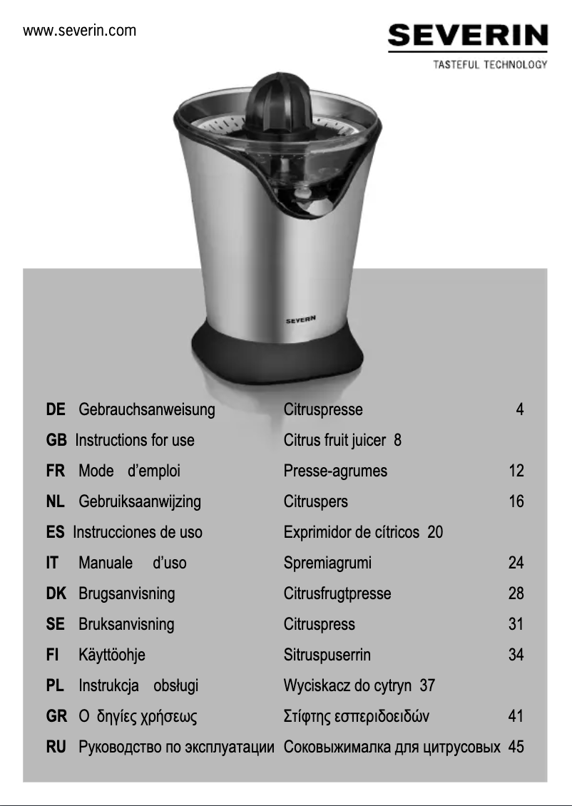 Page 1 de la notice Manuel utilisateur Severin CP 3534