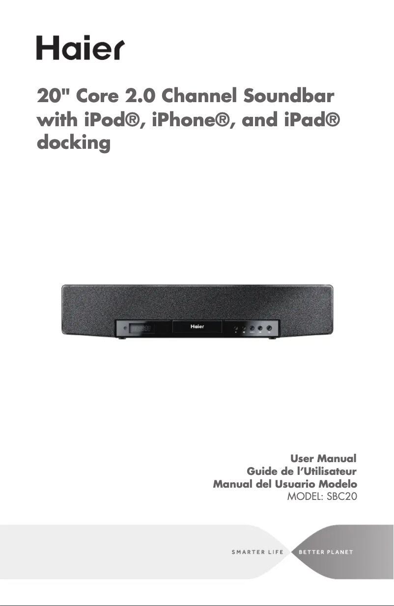 Page 1 de la notice Manuel utilisateur Haier SBC20