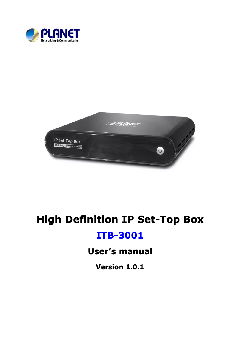 Image de la première page du manuel de l'appareil ITB-3001