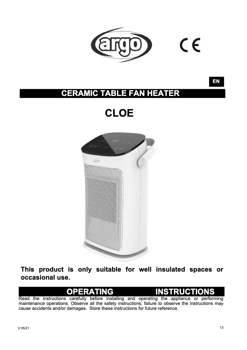 Page n°1 - Manuel utilisateur Argoclima Cloe