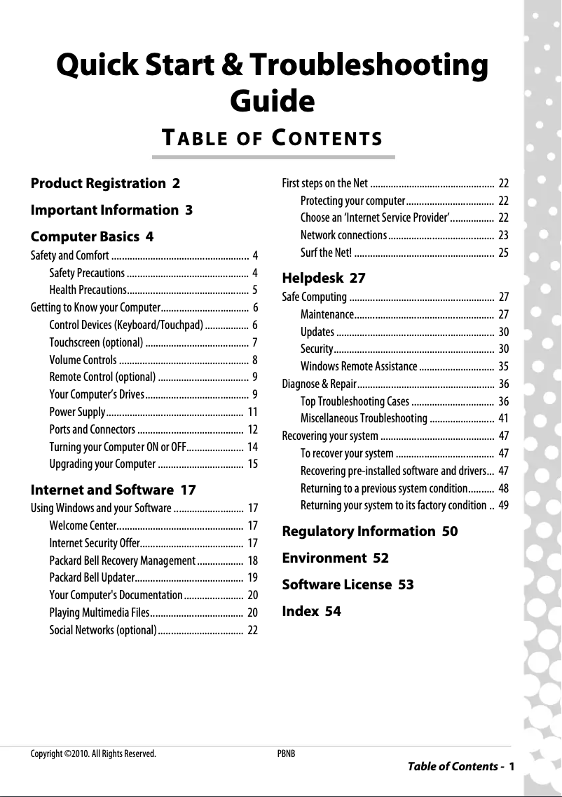 Page n°1 - Manuel utilisateur Packard Bell EasyNote TM