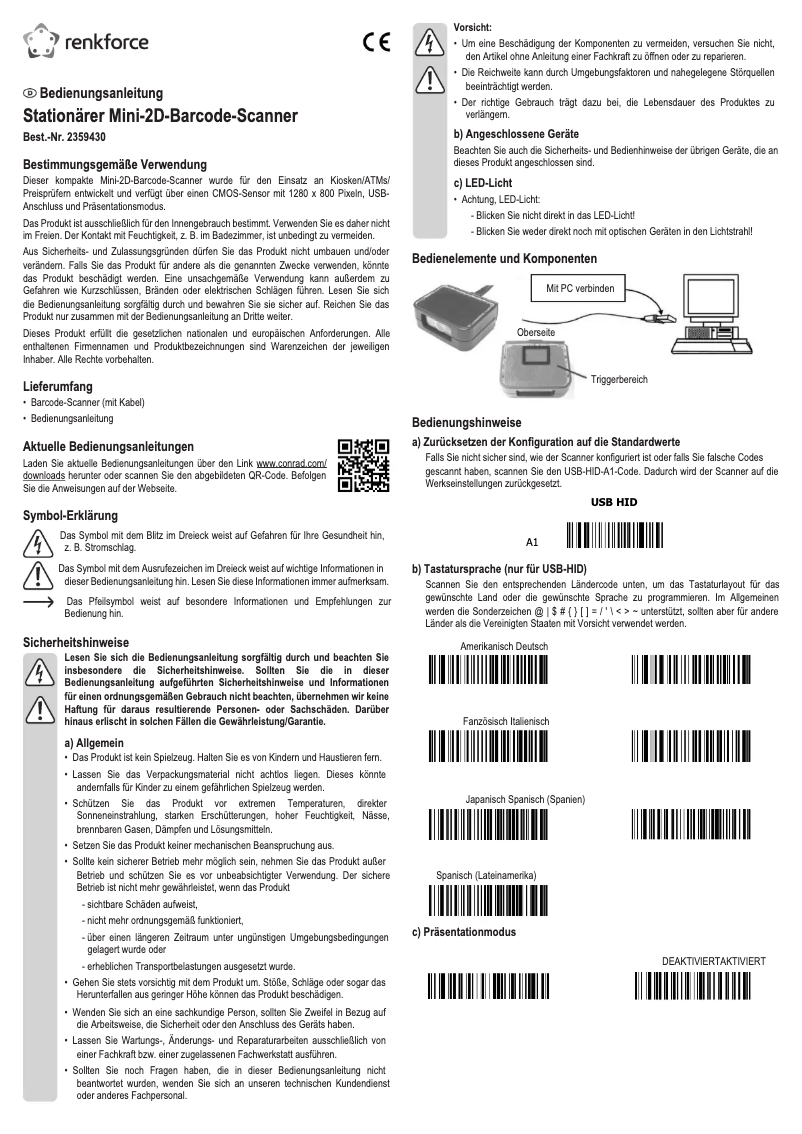 Page n°1 - Manuel utilisateur Renkforce RF-SBS-501