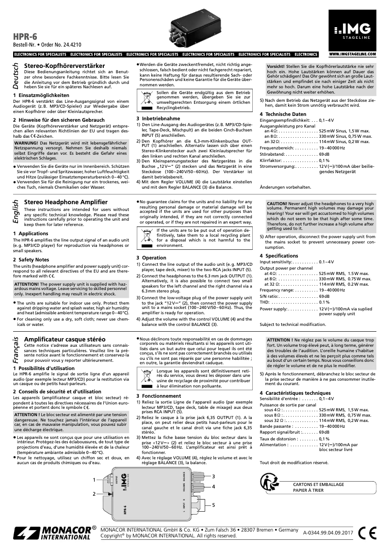 Image de la première page du manuel de l'appareil HPR-6