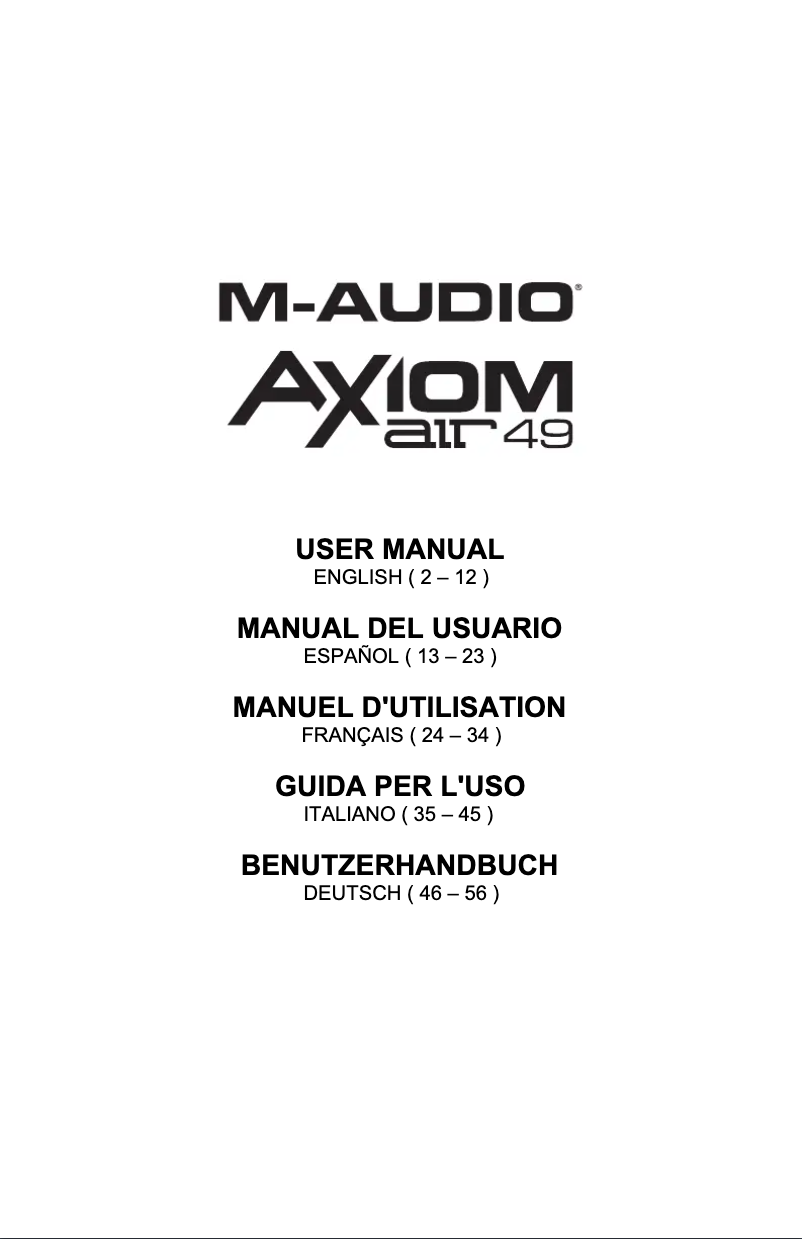 Image de la première page du manuel de l'appareil Axiom AIR 49