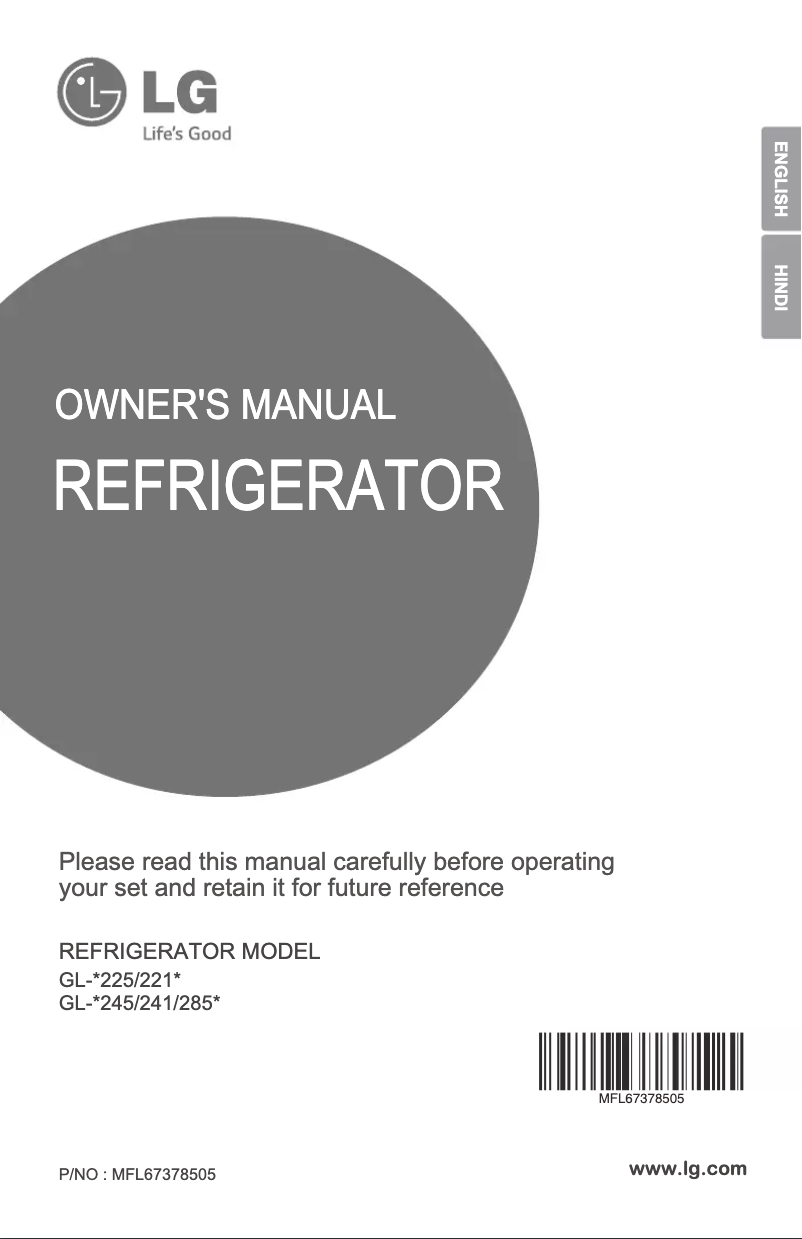 Page 1 de la notice Manuel utilisateur LG GL-D245BSPZ