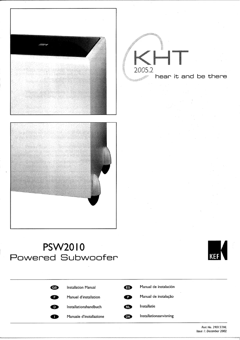 Page 1 de la notice Manuel utilisateur KEF PSW 2010
