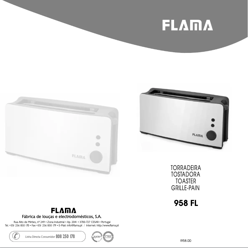 Page n°1 - Manuel utilisateur Flama 958FL