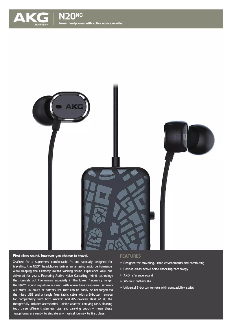 Page n°1 - Manuel utilisateur AKG N20NC