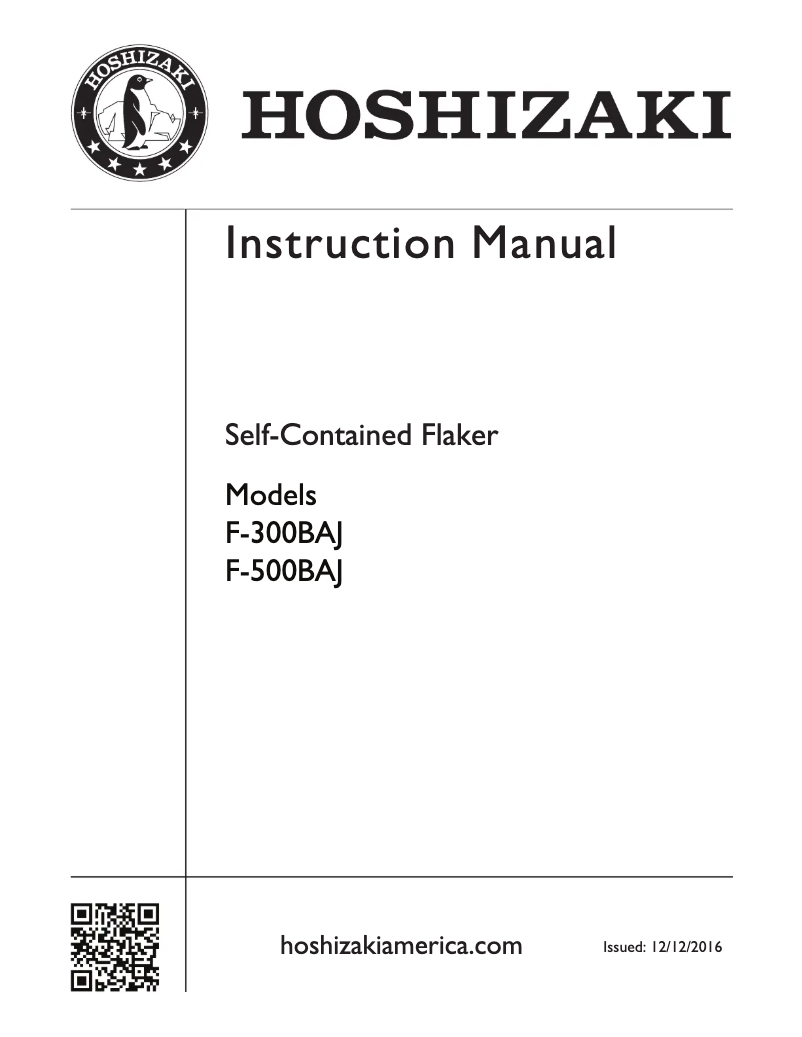 Page n°1 - Manuel utilisateur Hoshizaki F-300BAJ