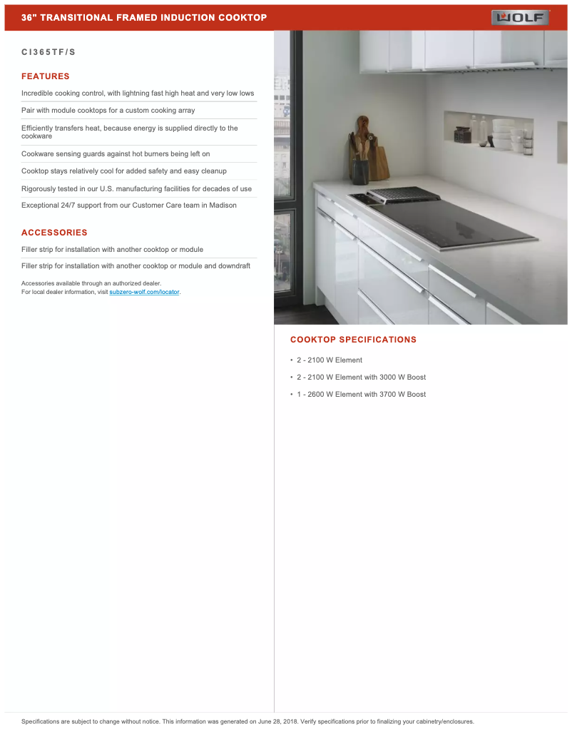 Page 1 de la notice Manuel utilisateur Wolf CI365TF/S