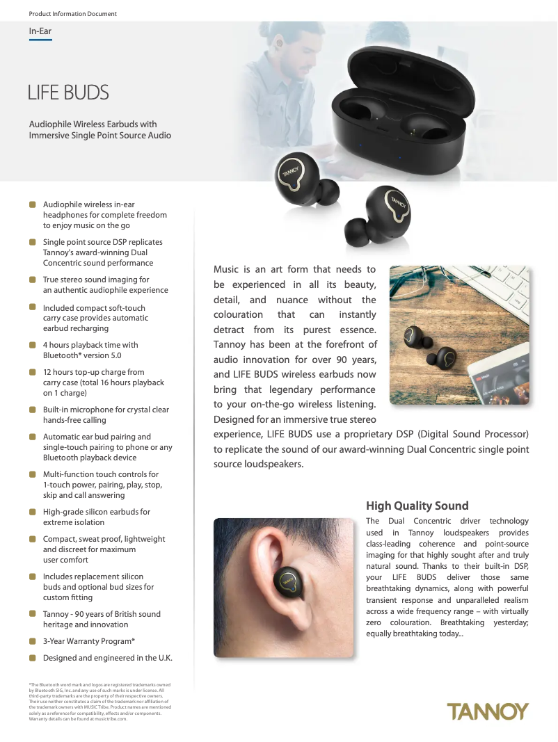 Image de la première page du manuel de l'appareil Life Buds