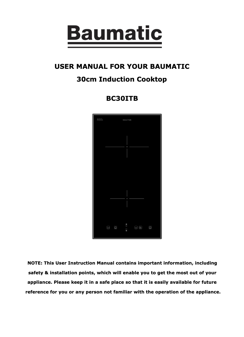 Page 1 de la notice Manuel utilisateur Baumatic BC30ITB