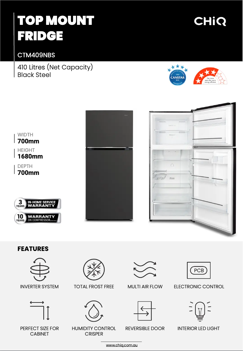 Page 1 de la notice Fiche technique CHiQ CTM409NBS