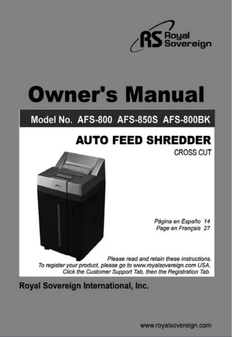 Page n°1 - Manuel utilisateur Royal Sovereign AFS-800