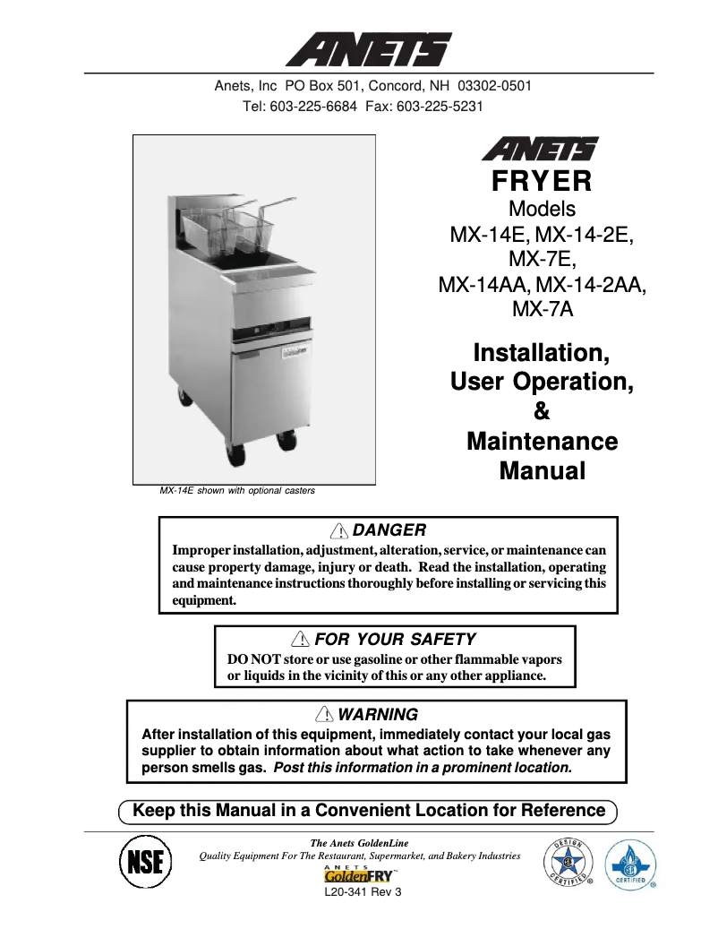 Page 1 de la notice Manuel utilisateur Anets MX-14XD