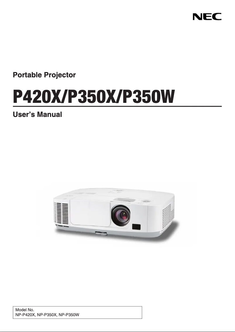 Page 1 de la notice Manuel utilisateur NEC P350X