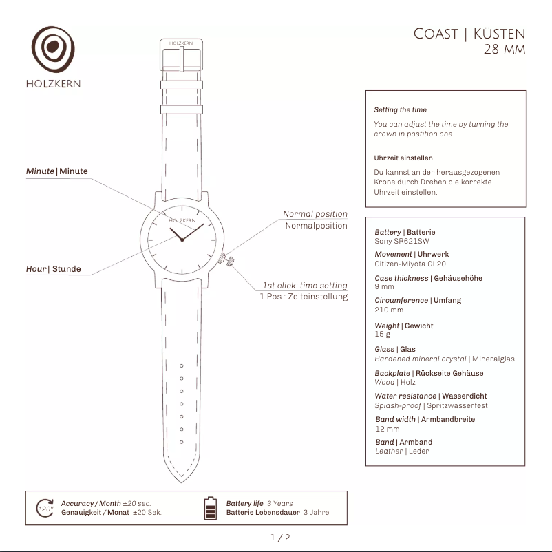 Page n°1 - Manuel utilisateur Holzkern Corsara