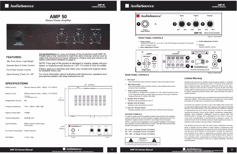 Image de la première page du manuel de l'appareil AMP 50