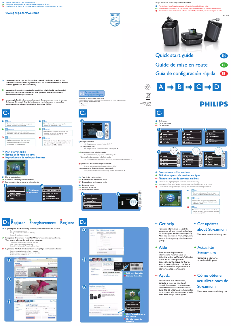 Image de la première page du manuel de l'appareil Streamium MCI900