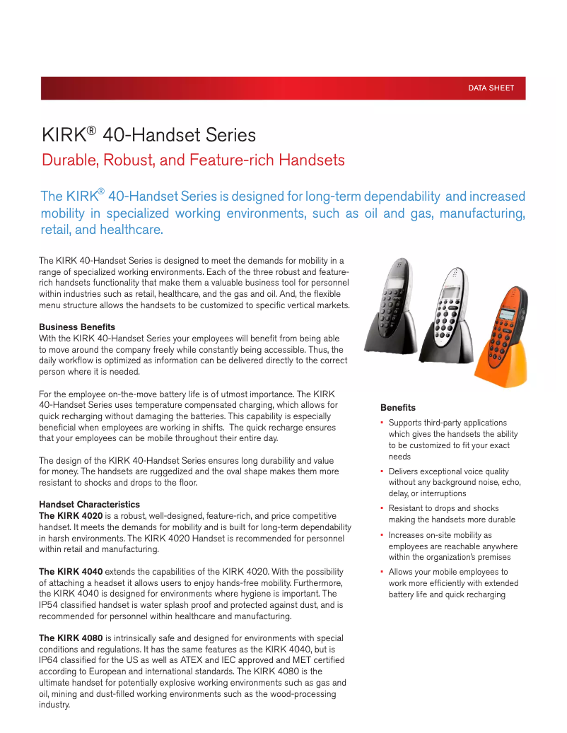 Image de la première page du manuel de l'appareil KIRK 4020