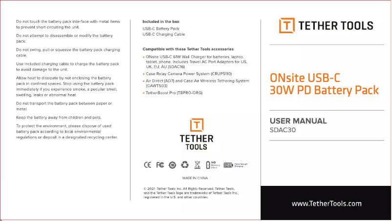 Image de la première page du manuel de l'appareil SDAC30