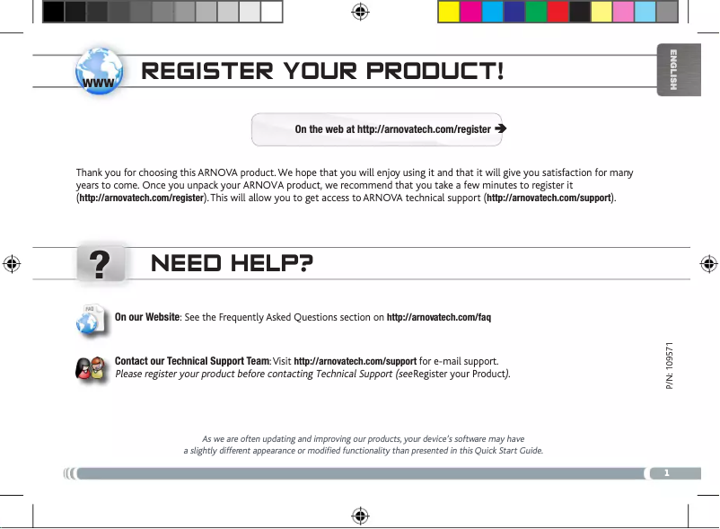 Page n°1 - Manuel utilisateur Arnova 8