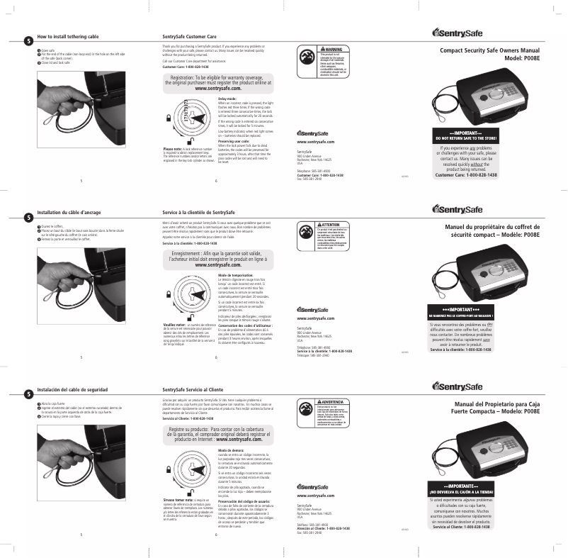 Image de la première page du manuel de l'appareil P021E