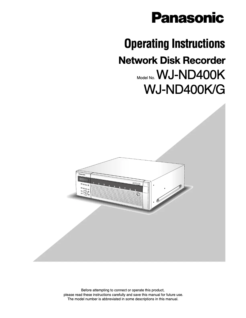 Page 1 de la notice Manuel utilisateur Panasonic WJ-ND400/36TB